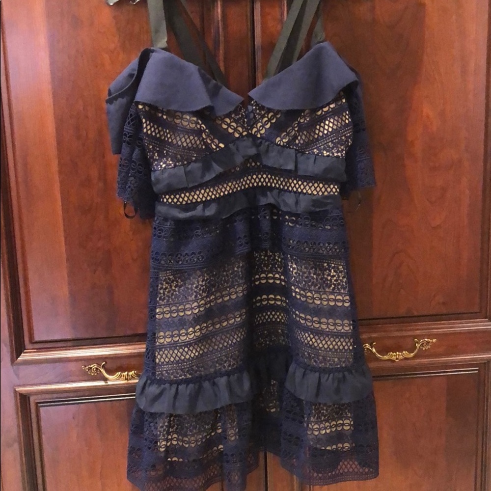 Self Portrait navy lace dress